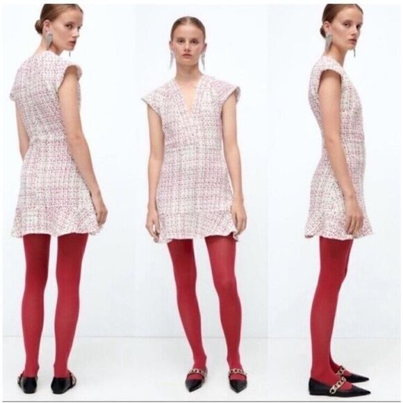 Zara Dresses & Skirts - Zara Textured Weave Tweed Mini Dress sz Small